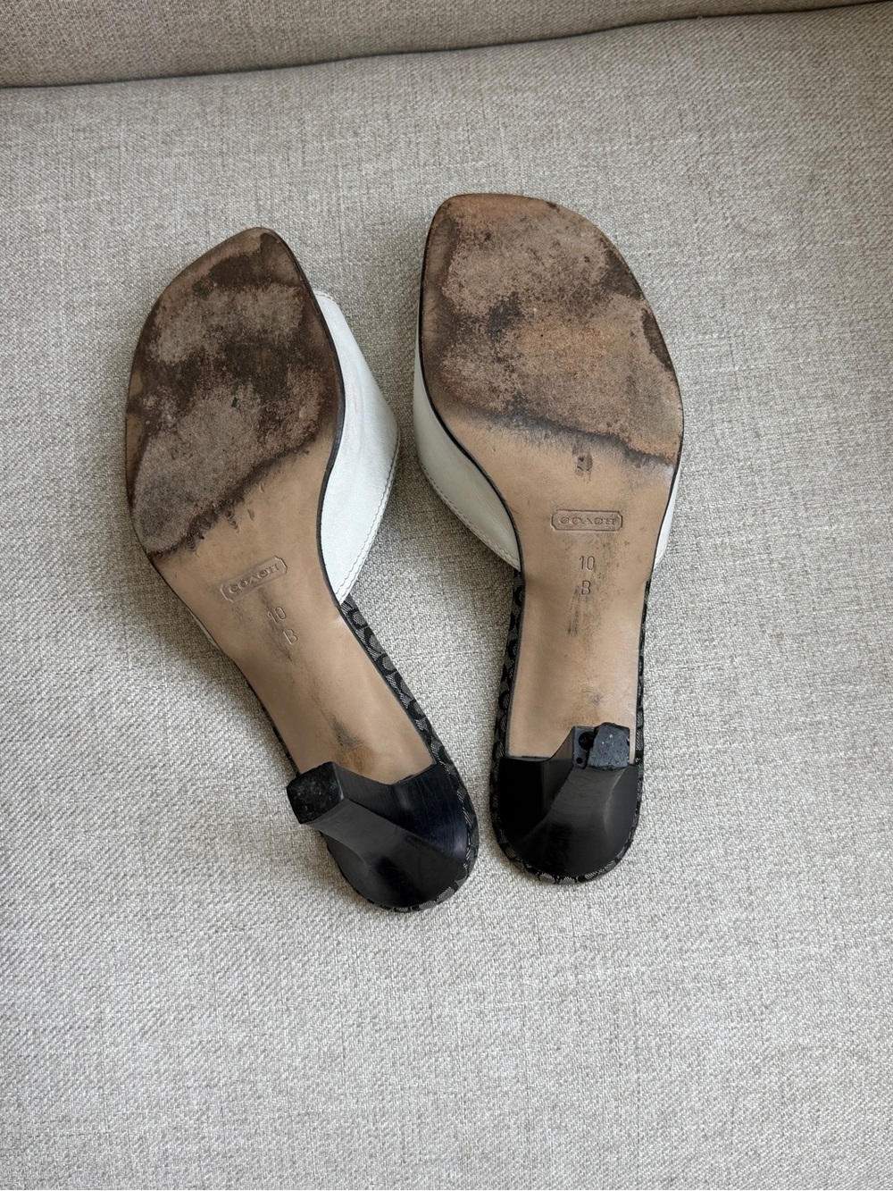 COACH Women's White Leather Slide Sandals vintage - Picture 5 of 9